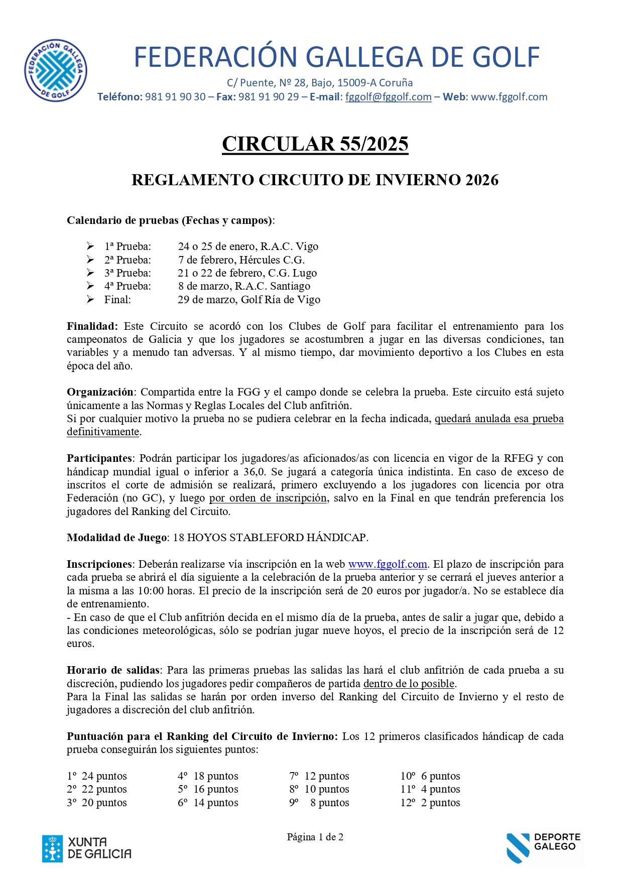 CIRCUITO DE INVIERNO - FED. GALLEGA